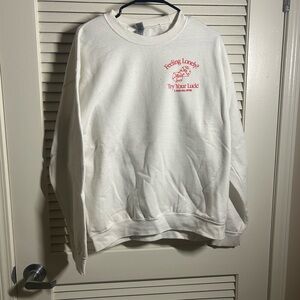 Miranda Morris White 'Feeling Lonely? Try Your Luck' Graphic Crewneck Sweater